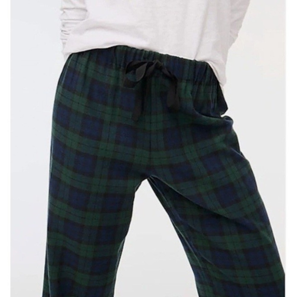 J Crew Pajama Pants Womens M Black Watch Tartan Plaid Flannel Cotton Loungewear
